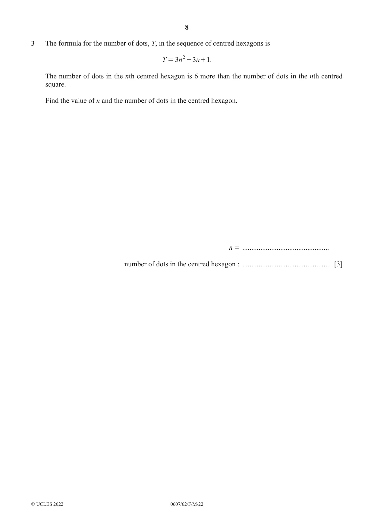 Cambridge IGCSE Mathematics - International 0607 2022 Feb/March Paper 6 · Variant 2 question paper, page 8 of 20
