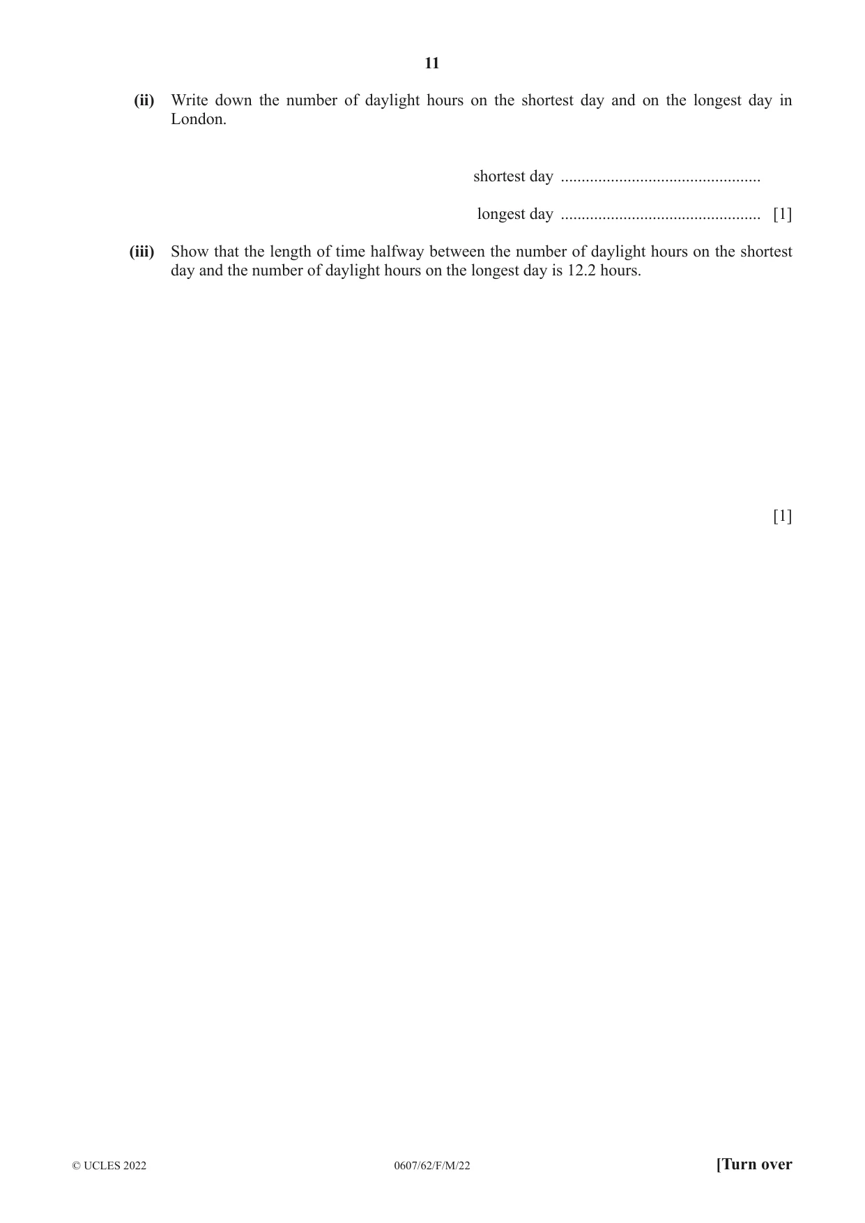 Cambridge IGCSE Mathematics - International 0607 2022 Feb/March Paper 6 · Variant 2 question paper, page 11 of 20