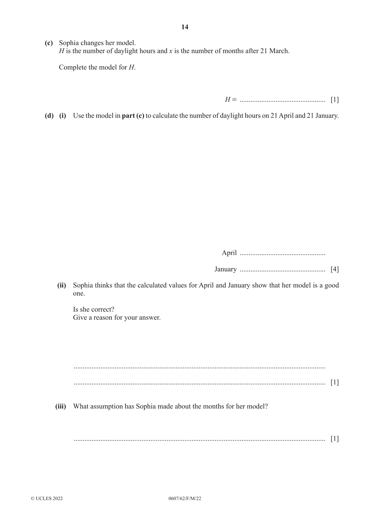 Cambridge IGCSE Mathematics - International 0607 2022 Feb/March Paper 6 · Variant 2 question paper, page 14 of 20