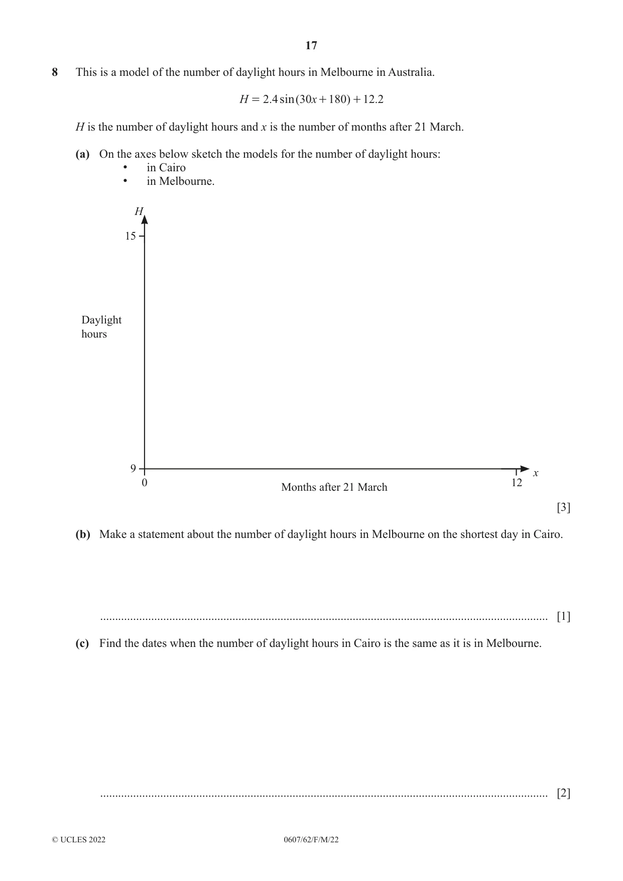 Cambridge IGCSE Mathematics - International 0607 2022 Feb/March Paper 6 · Variant 2 question paper, page 17 of 20