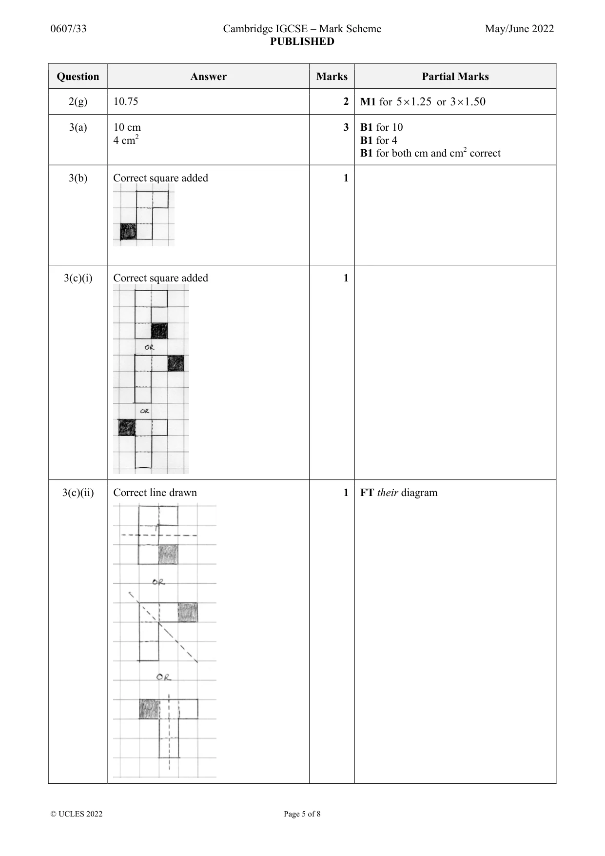 Mark scheme, page 5 of 8