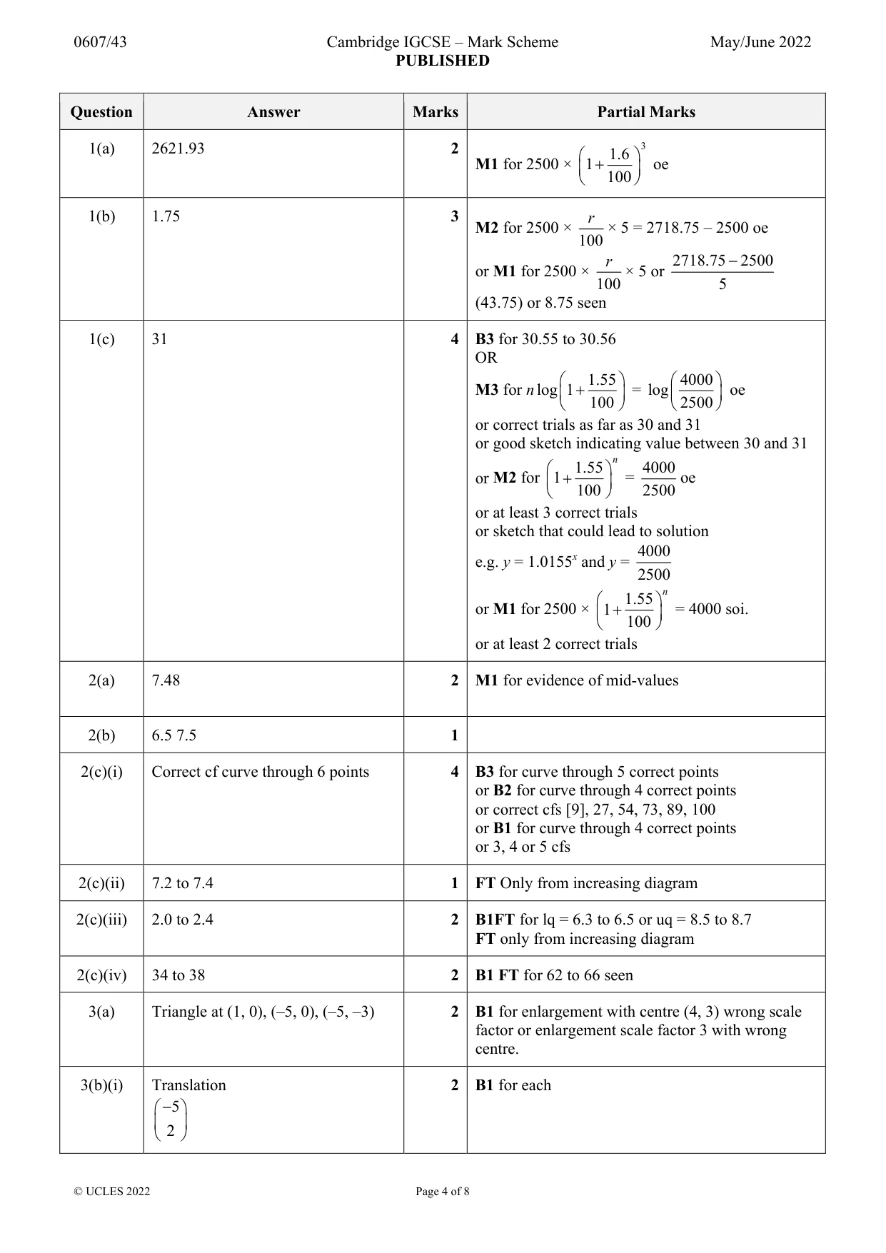Mark scheme, page 4 of 8
