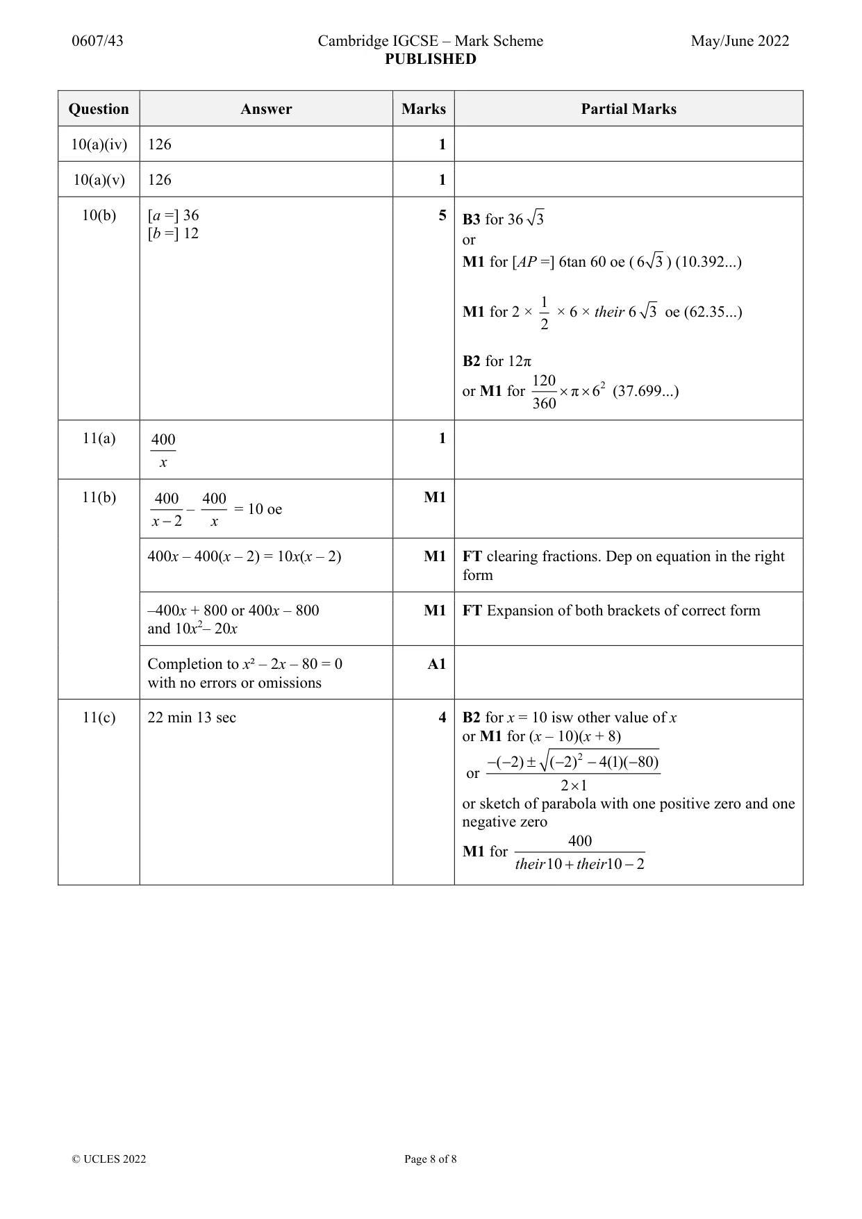 Mark scheme, page 8 of 8