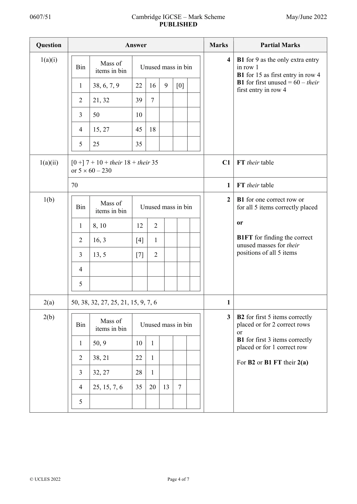 Mark scheme, page 4 of 7
