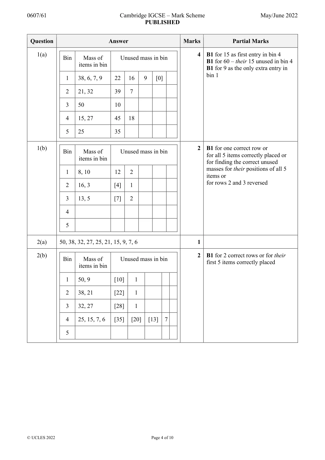 Mark scheme, page 4 of 10