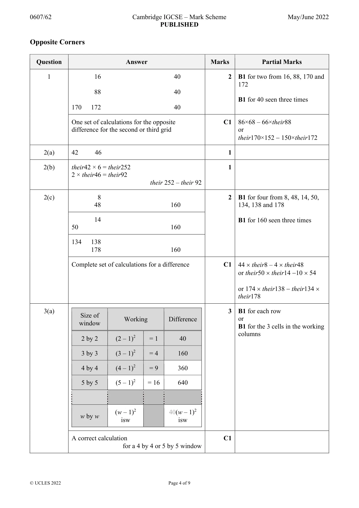Mark scheme, page 4 of 9
