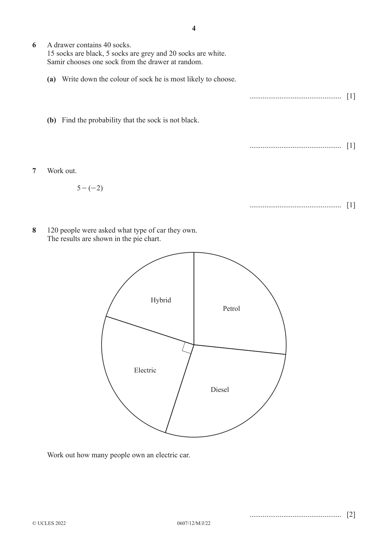 Cambridge IGCSE Mathematics - International 0607 2022 May/June Paper 1 · Variant 2 question paper, page 4 of 8
