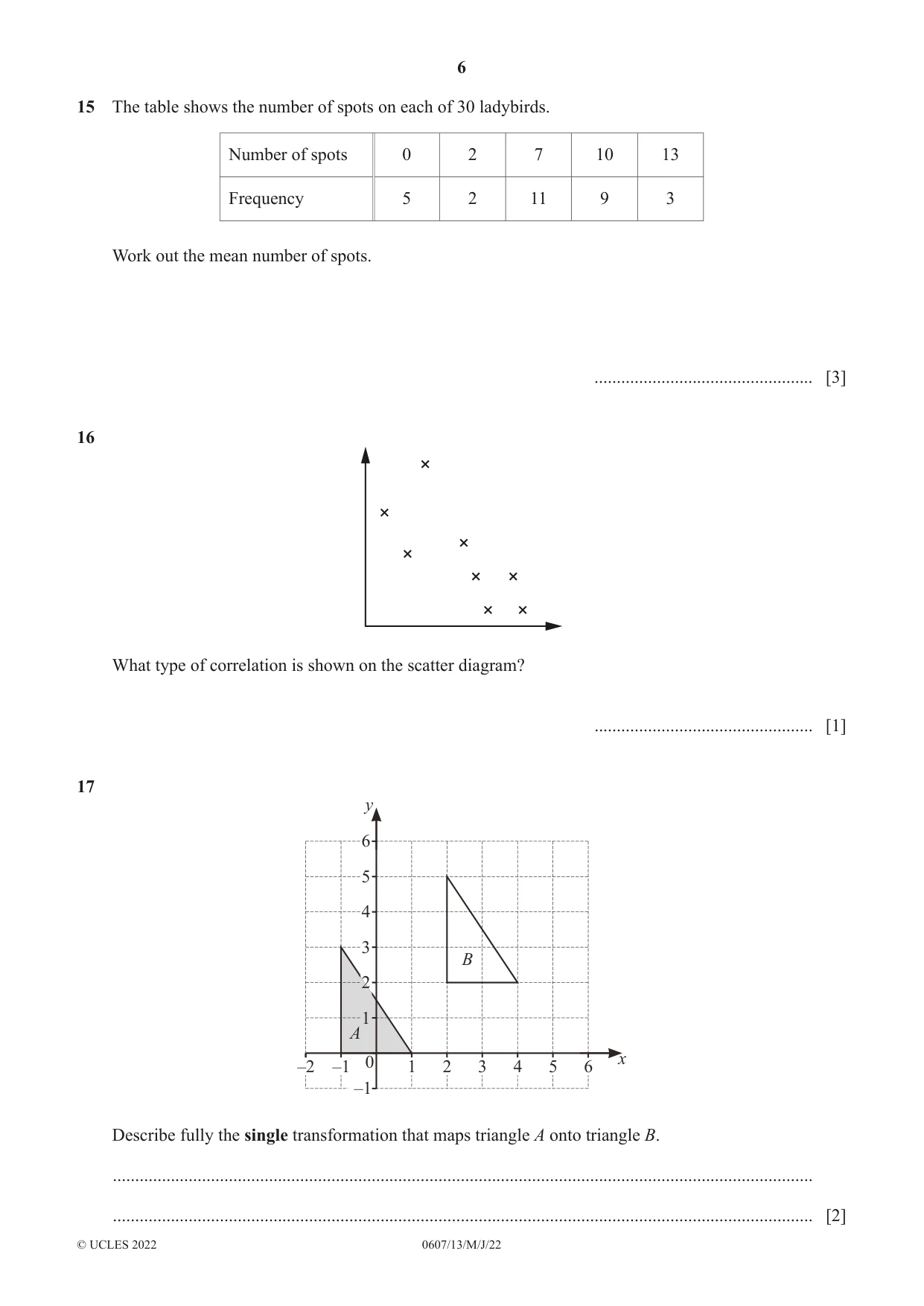 Cambridge IGCSE Mathematics - International 0607 2022 May/June Paper 1 · Variant 3 question paper, page 6 of 8