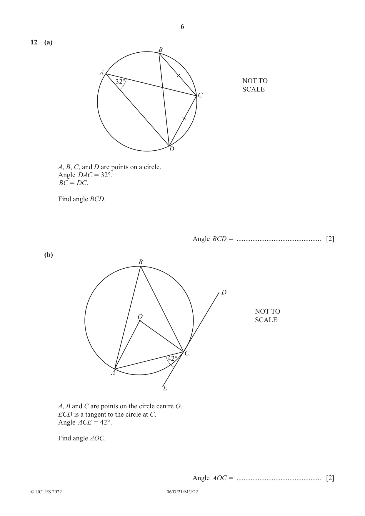 Cambridge IGCSE Mathematics - International 0607 2022 May/June Paper 2 · Variant 1 question paper, page 6 of 8