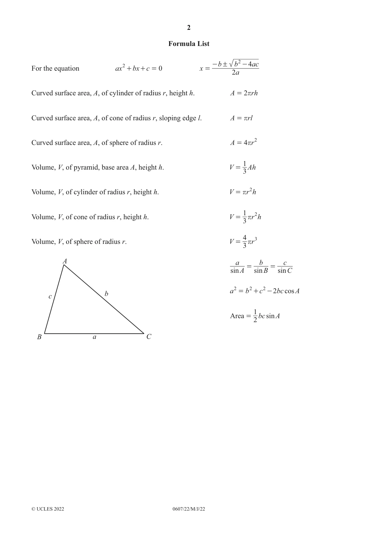 Cambridge IGCSE Mathematics - International 0607 2022 May/June Paper 2 · Variant 2 question paper, page 2 of 8
