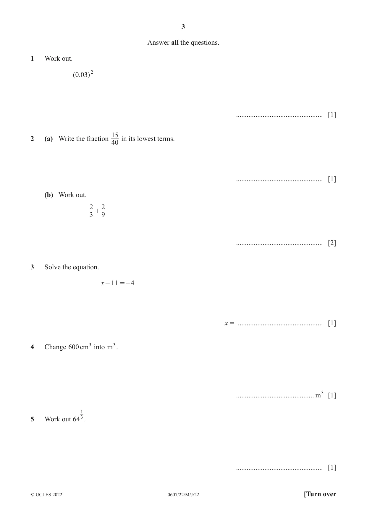 Cambridge IGCSE Mathematics - International 0607 2022 May/June Paper 2 · Variant 2 question paper, page 3 of 8