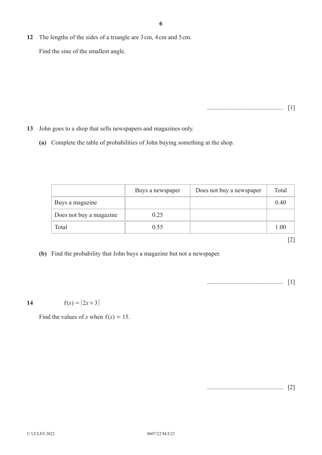 Cambridge IGCSE Mathematics - International 0607 2022 May/June Paper 2 · Variant 2 question paper, page 6 of 8