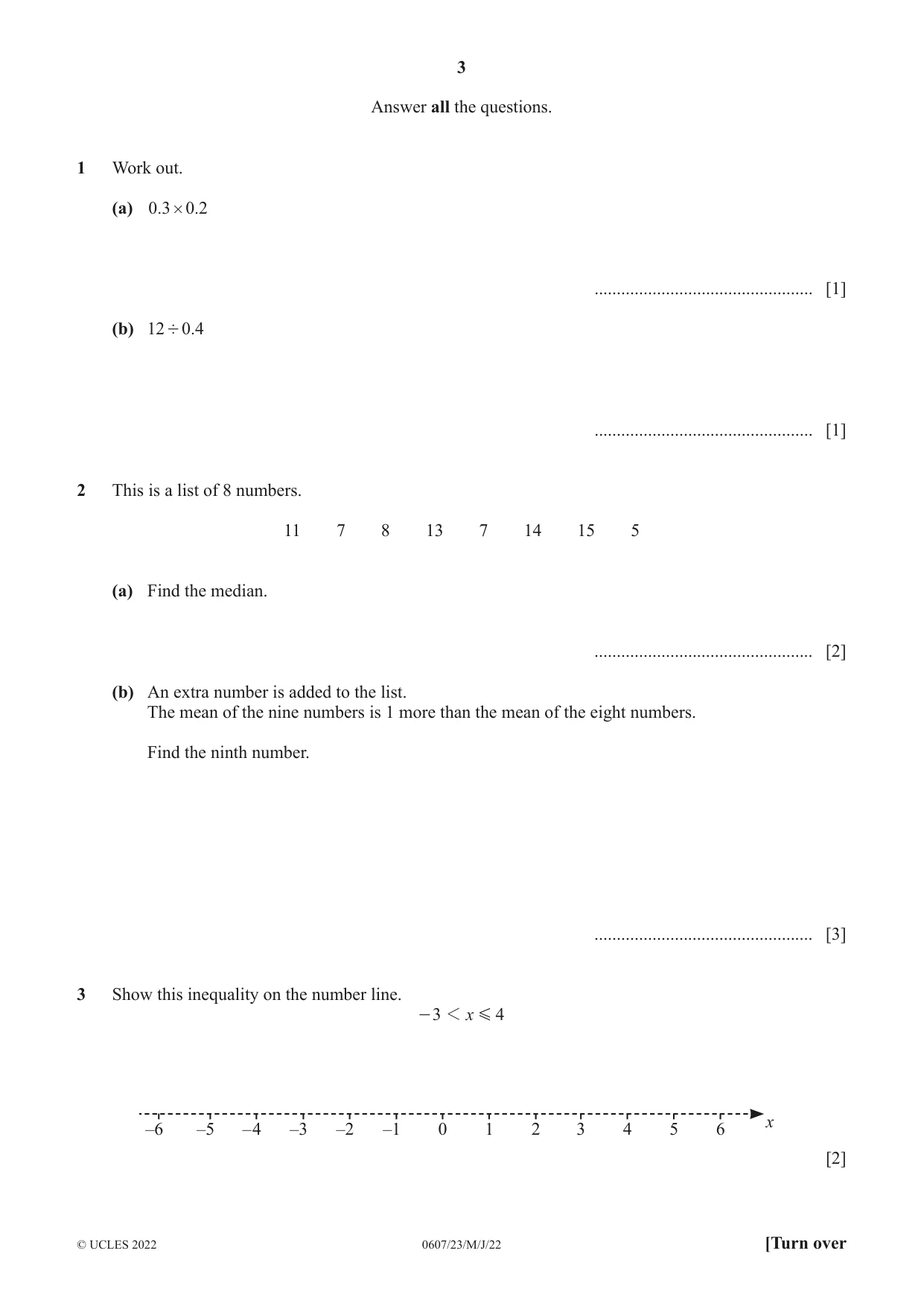 Cambridge IGCSE Mathematics - International 0607 2022 May/June Paper 2 · Variant 3 question paper, page 3 of 8