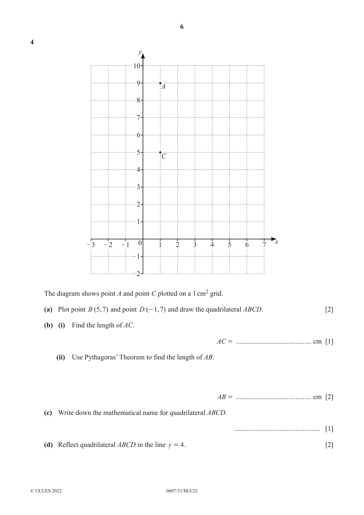 Cambridge IGCSE Mathematics - International 0607 2022 May/June Paper 3 · Variant 1 question paper, page 6 of 16
