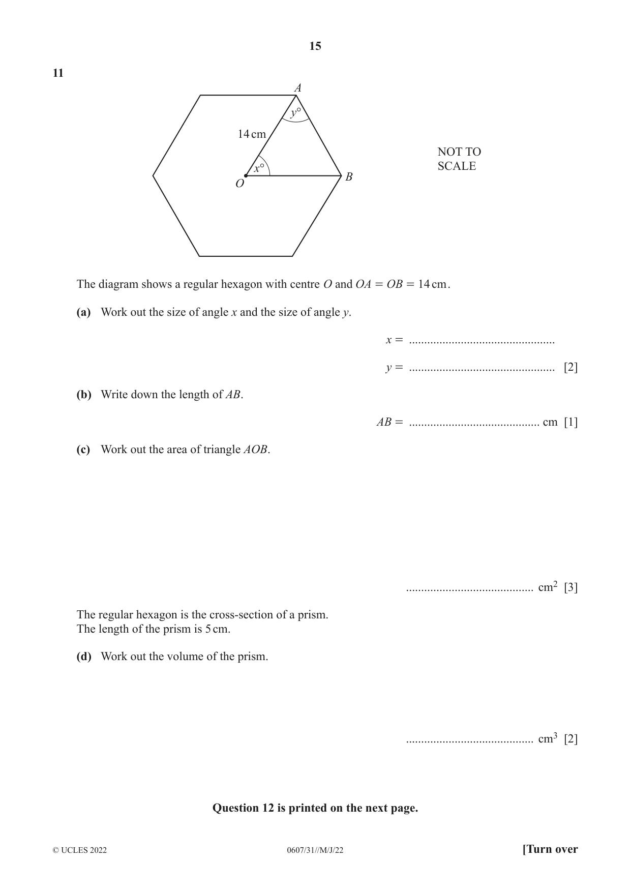 Cambridge IGCSE Mathematics - International 0607 2022 May/June Paper 3 · Variant 1 question paper, page 15 of 16