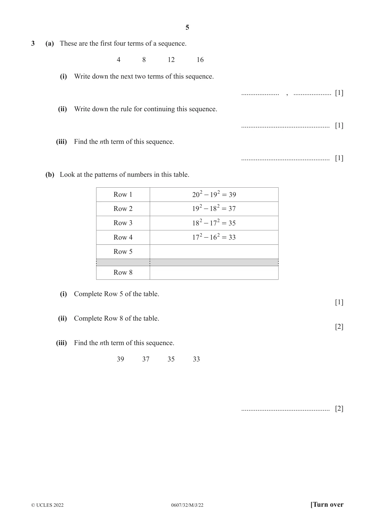 Cambridge IGCSE Mathematics - International 0607 2022 May/June Paper 3 · Variant 2 question paper, page 5 of 16