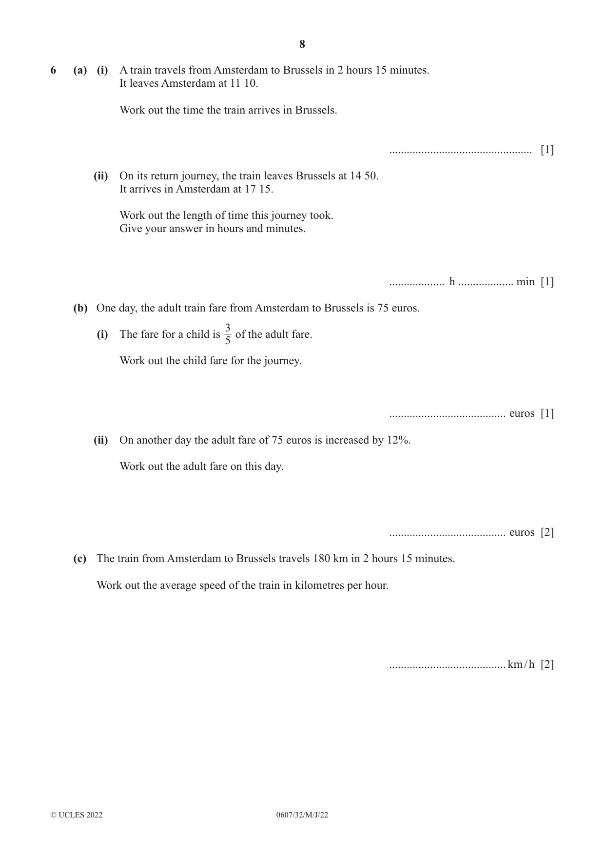 Cambridge IGCSE Mathematics - International 0607 2022 May/June Paper 3 · Variant 2 question paper, page 8 of 16