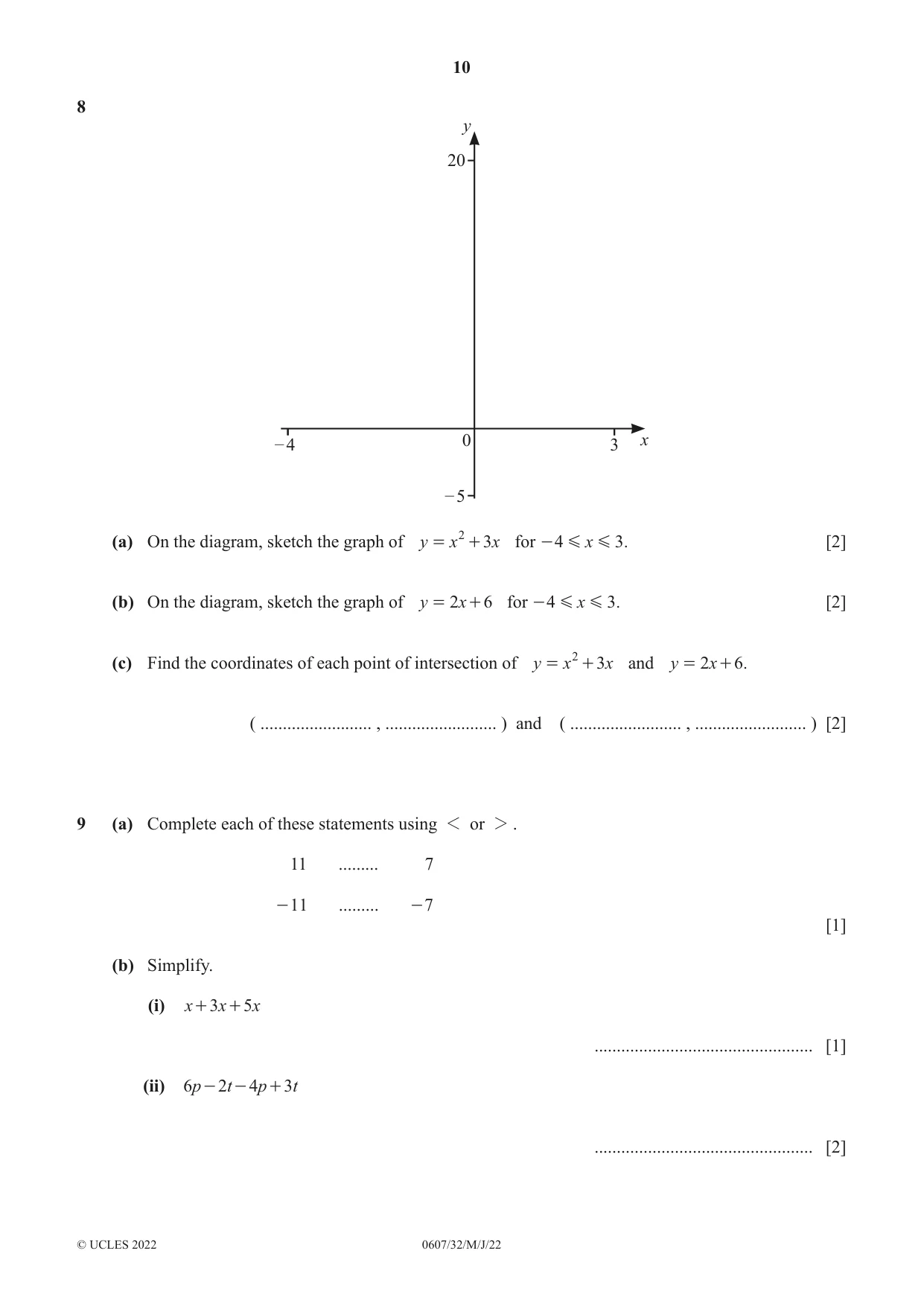 Cambridge IGCSE Mathematics - International 0607 2022 May/June Paper 3 · Variant 2 question paper, page 10 of 16