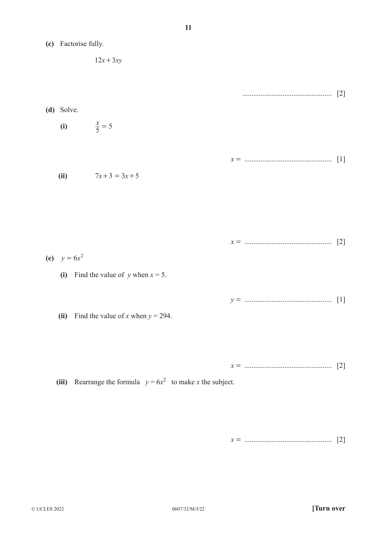 Cambridge IGCSE Mathematics - International 0607 2022 May/June Paper 3 · Variant 2 question paper, page 11 of 16