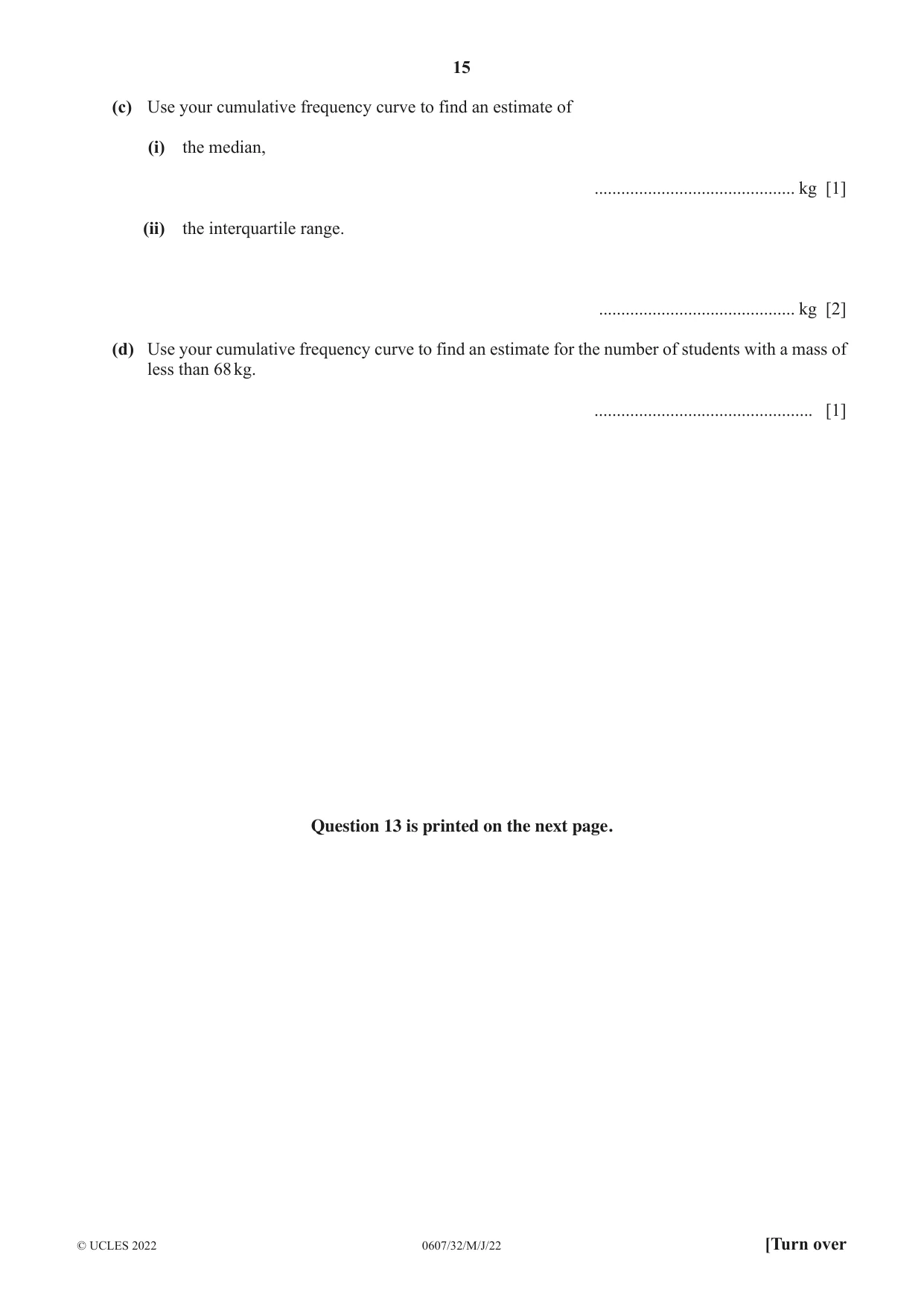 Cambridge IGCSE Mathematics - International 0607 2022 May/June Paper 3 · Variant 2 question paper, page 15 of 16
