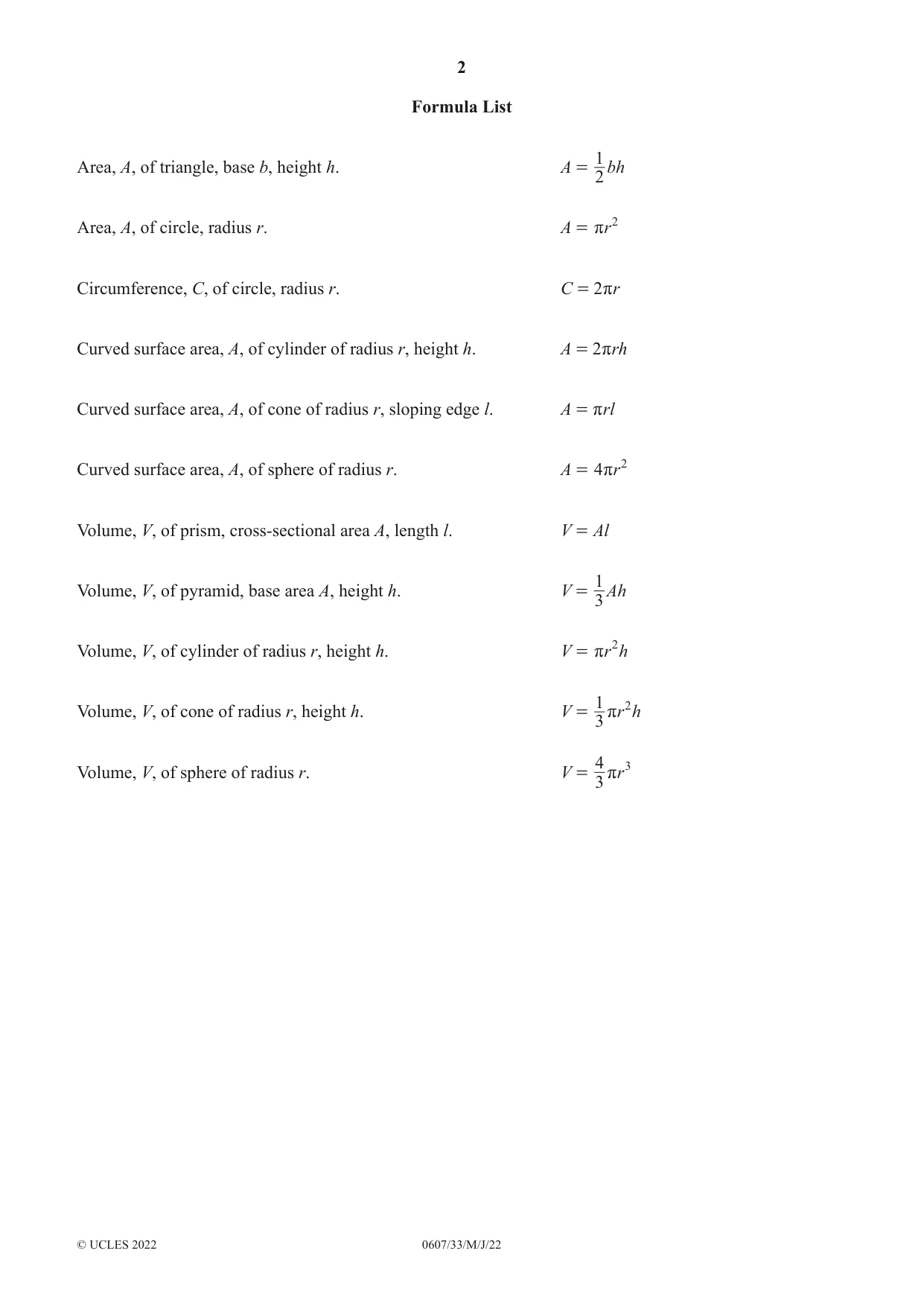 Cambridge IGCSE Mathematics - International 0607 2022 May/June Paper 3 · Variant 3 question paper, page 2 of 20