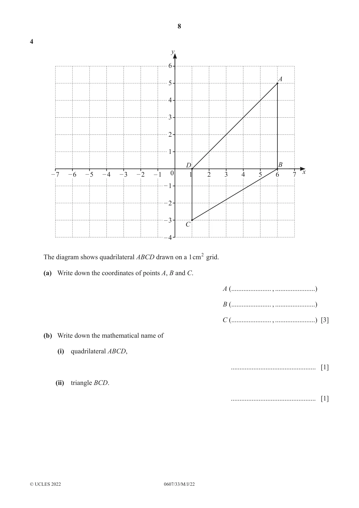 Cambridge IGCSE Mathematics - International 0607 2022 May/June Paper 3 · Variant 3 question paper, page 8 of 20
