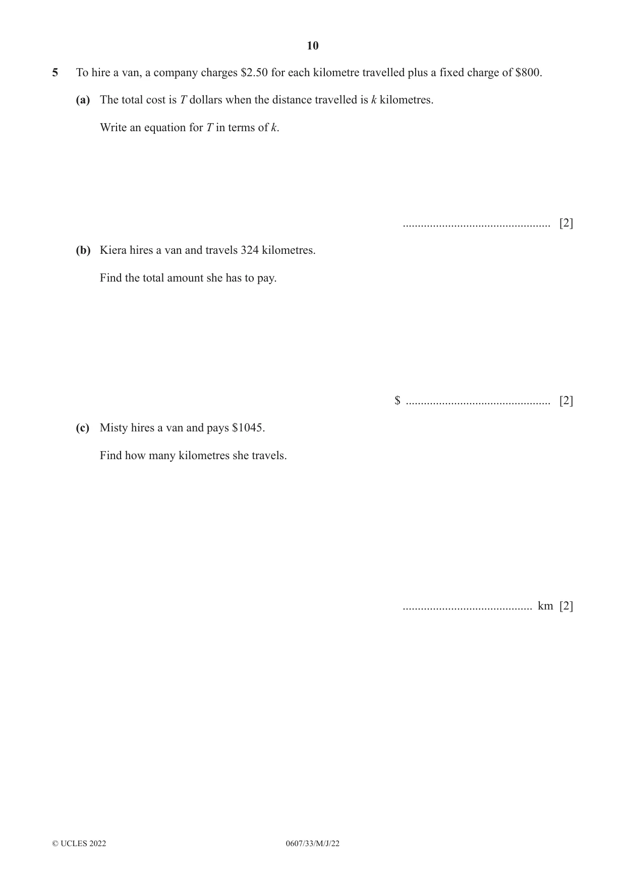 Cambridge IGCSE Mathematics - International 0607 2022 May/June Paper 3 · Variant 3 question paper, page 10 of 20