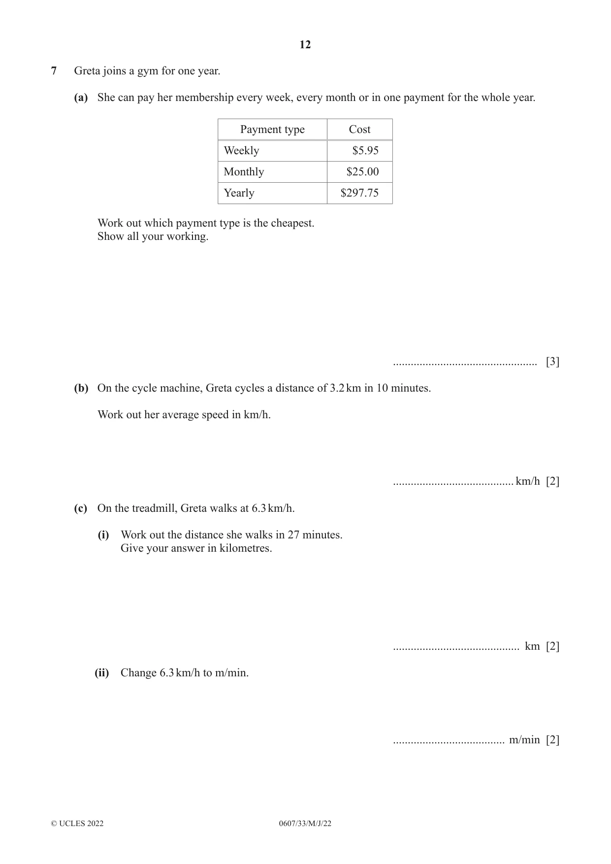 Cambridge IGCSE Mathematics - International 0607 2022 May/June Paper 3 · Variant 3 question paper, page 12 of 20