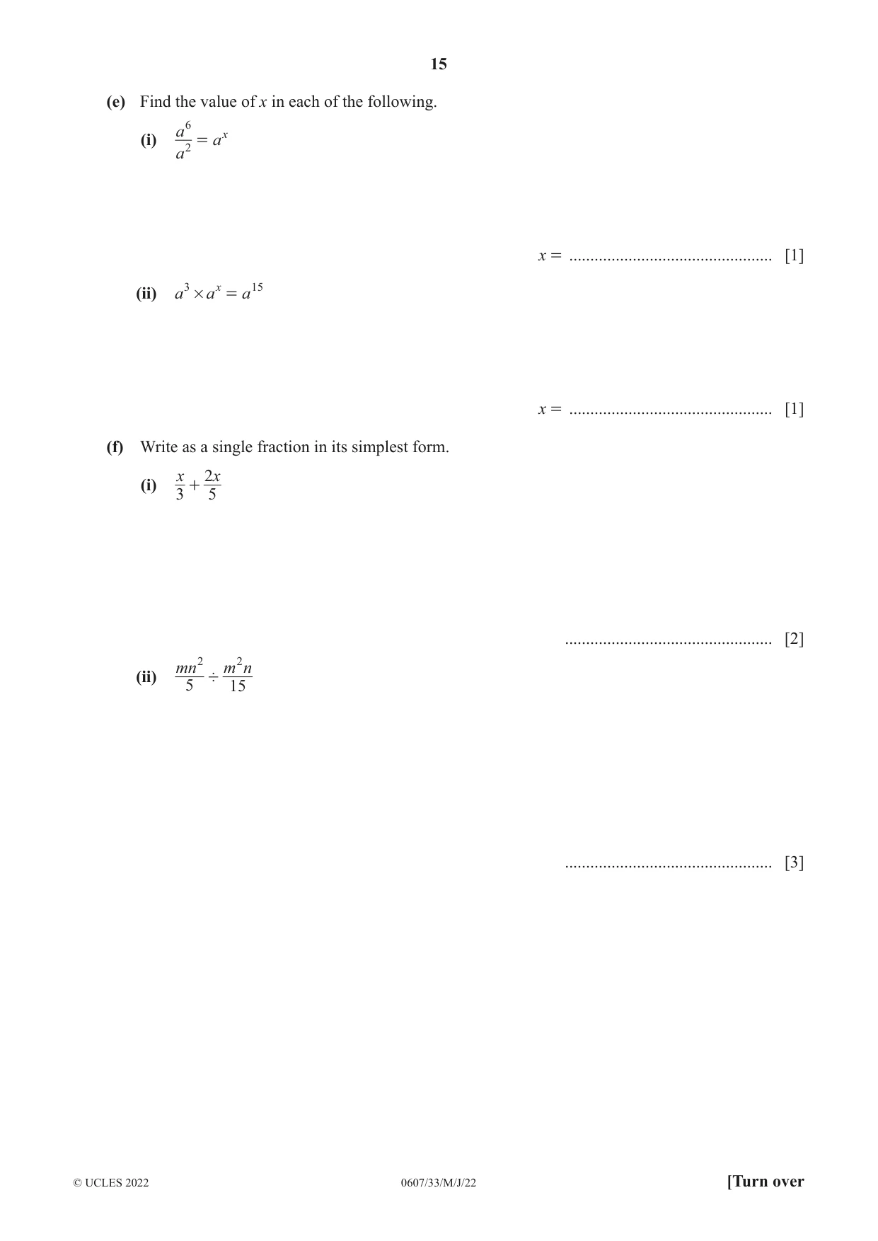 Cambridge IGCSE Mathematics - International 0607 2022 May/June Paper 3 · Variant 3 question paper, page 15 of 20