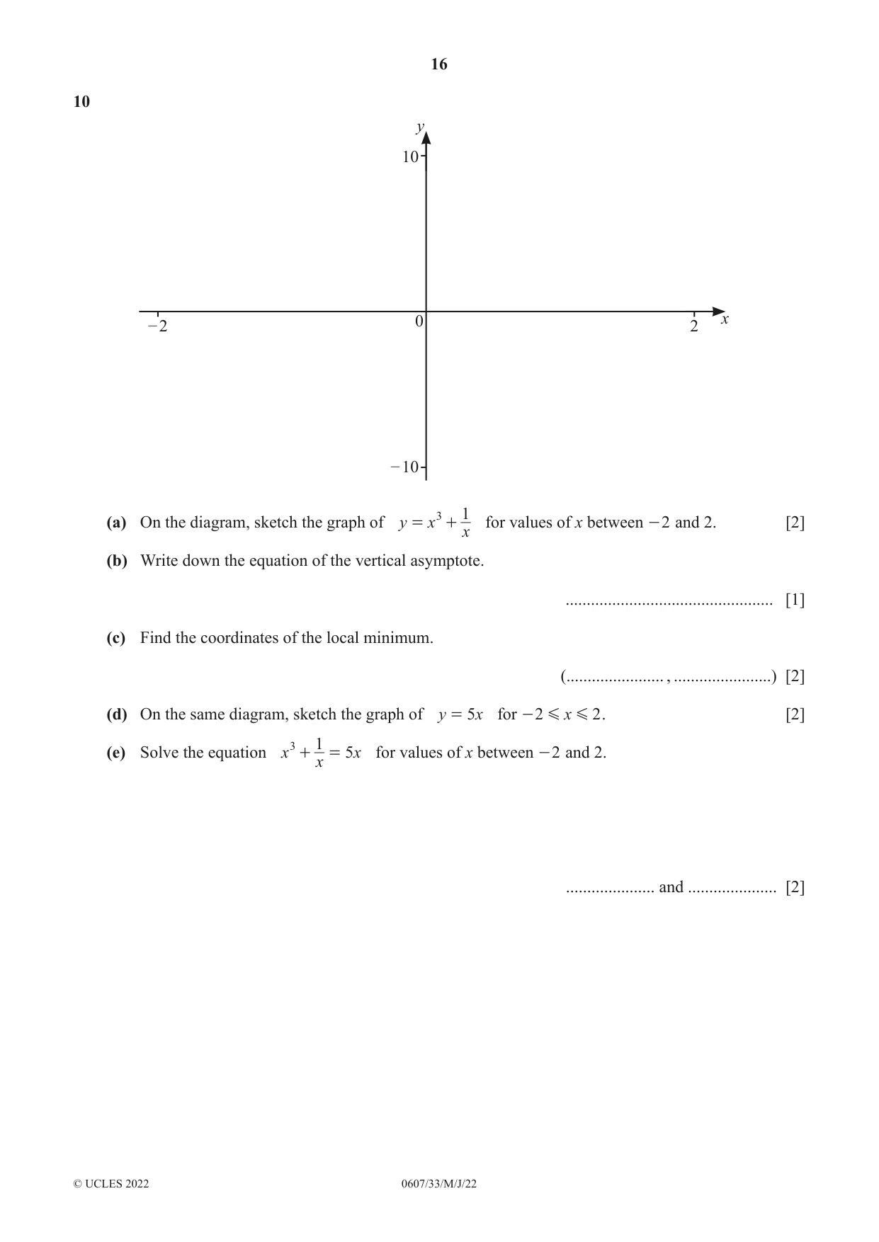 Cambridge IGCSE Mathematics - International 0607 2022 May/June Paper 3 · Variant 3 question paper, page 16 of 20