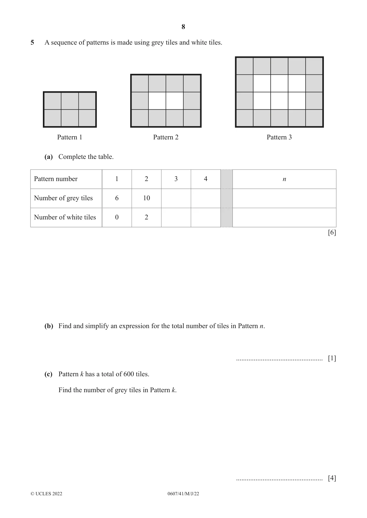 Cambridge IGCSE Mathematics - International 0607 2022 May/June Paper 4 · Variant 1 question paper, page 8 of 20