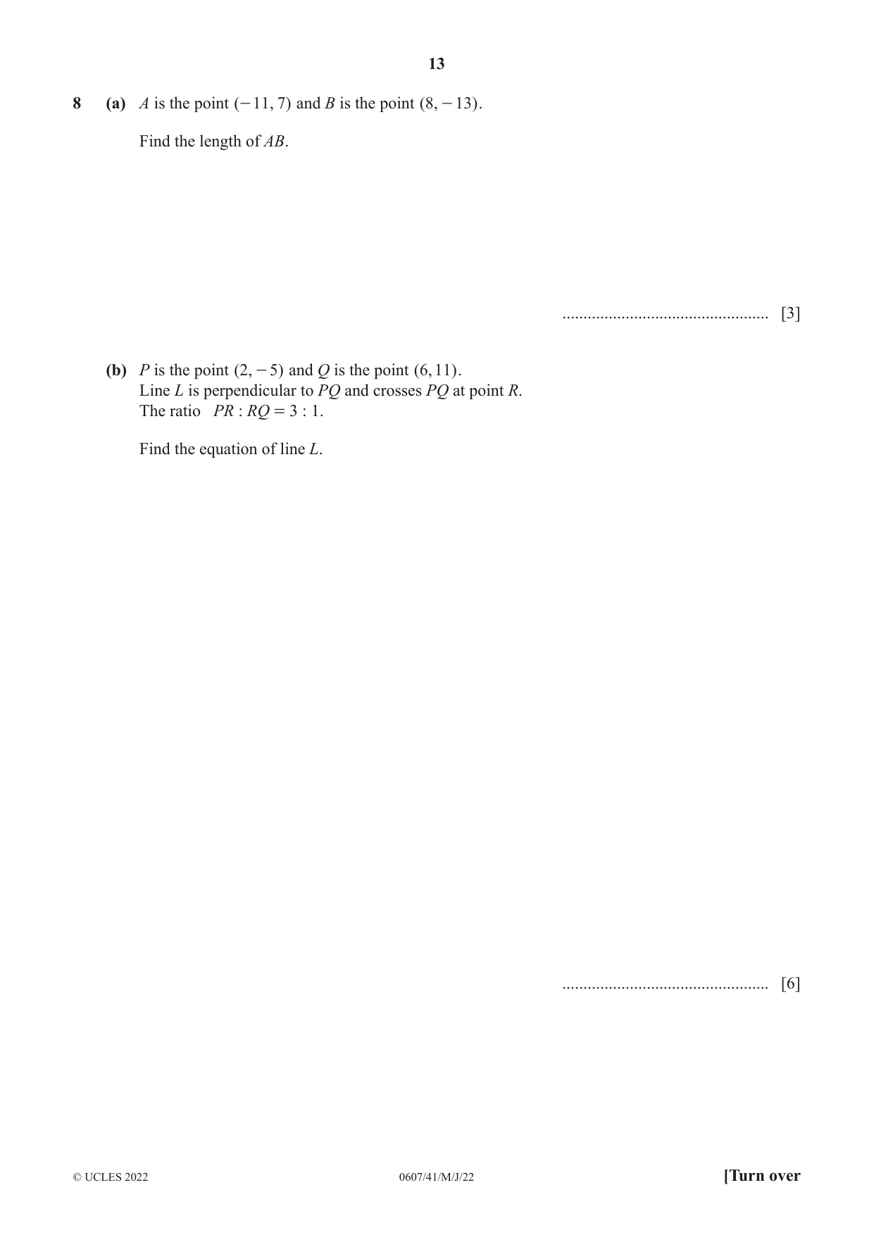 Cambridge IGCSE Mathematics - International 0607 2022 May/June Paper 4 · Variant 1 question paper, page 13 of 20
