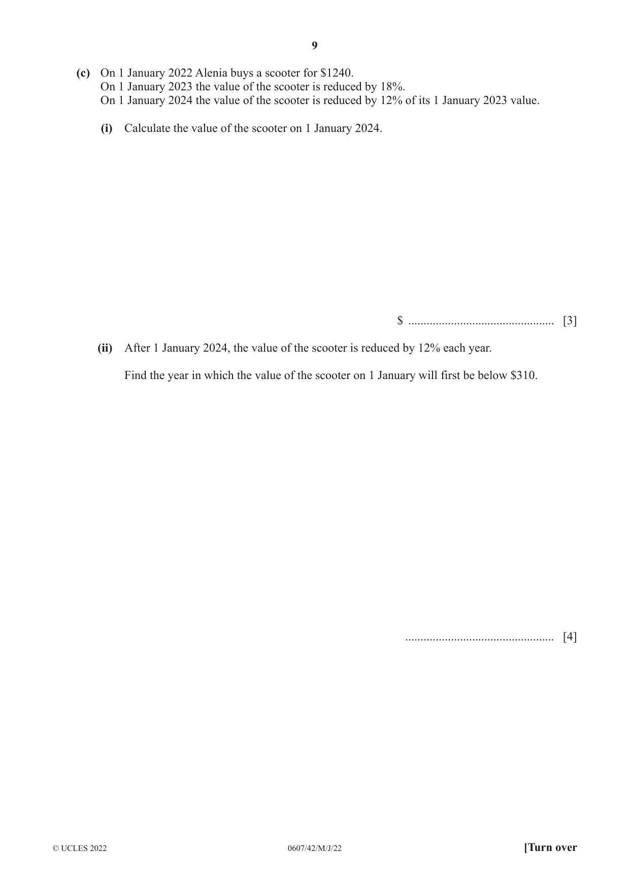 Cambridge IGCSE Mathematics - International 0607 2022 May/June Paper 4 · Variant 2 question paper, page 9 of 20