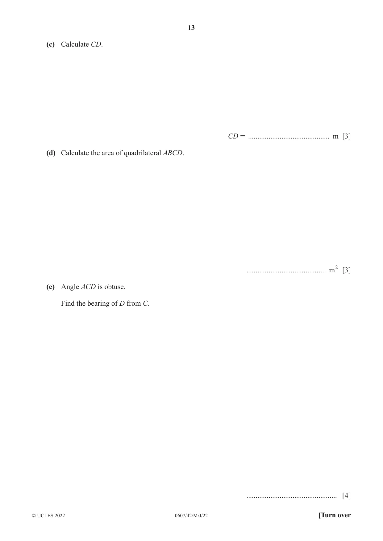 Cambridge IGCSE Mathematics - International 0607 2022 May/June Paper 4 · Variant 2 question paper, page 13 of 20