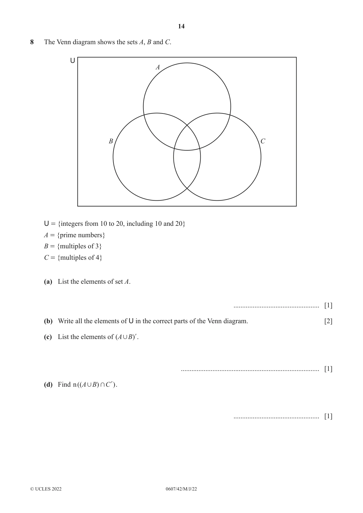Cambridge IGCSE Mathematics - International 0607 2022 May/June Paper 4 · Variant 2 question paper, page 14 of 20