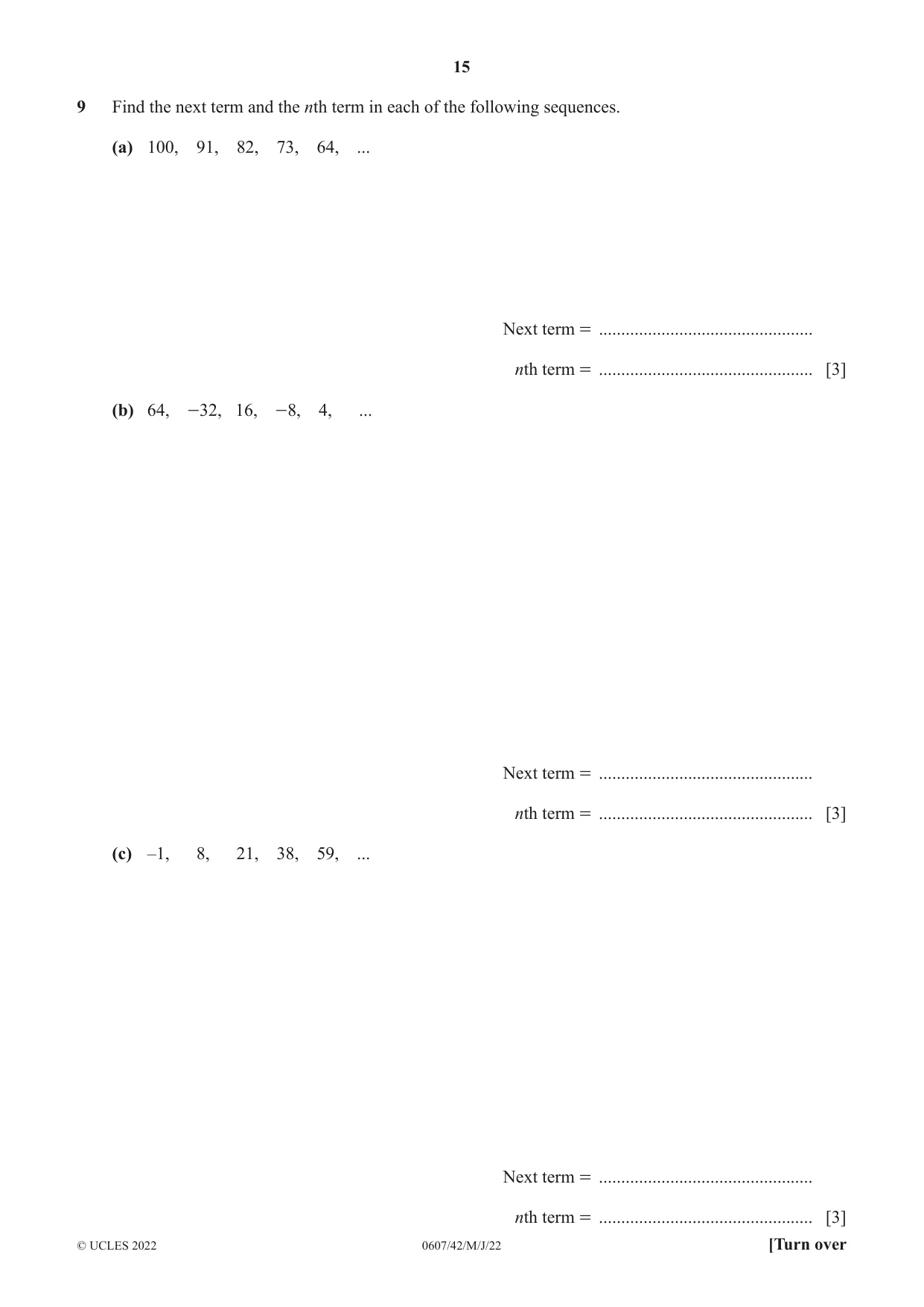 Cambridge IGCSE Mathematics - International 0607 2022 May/June Paper 4 · Variant 2 question paper, page 15 of 20