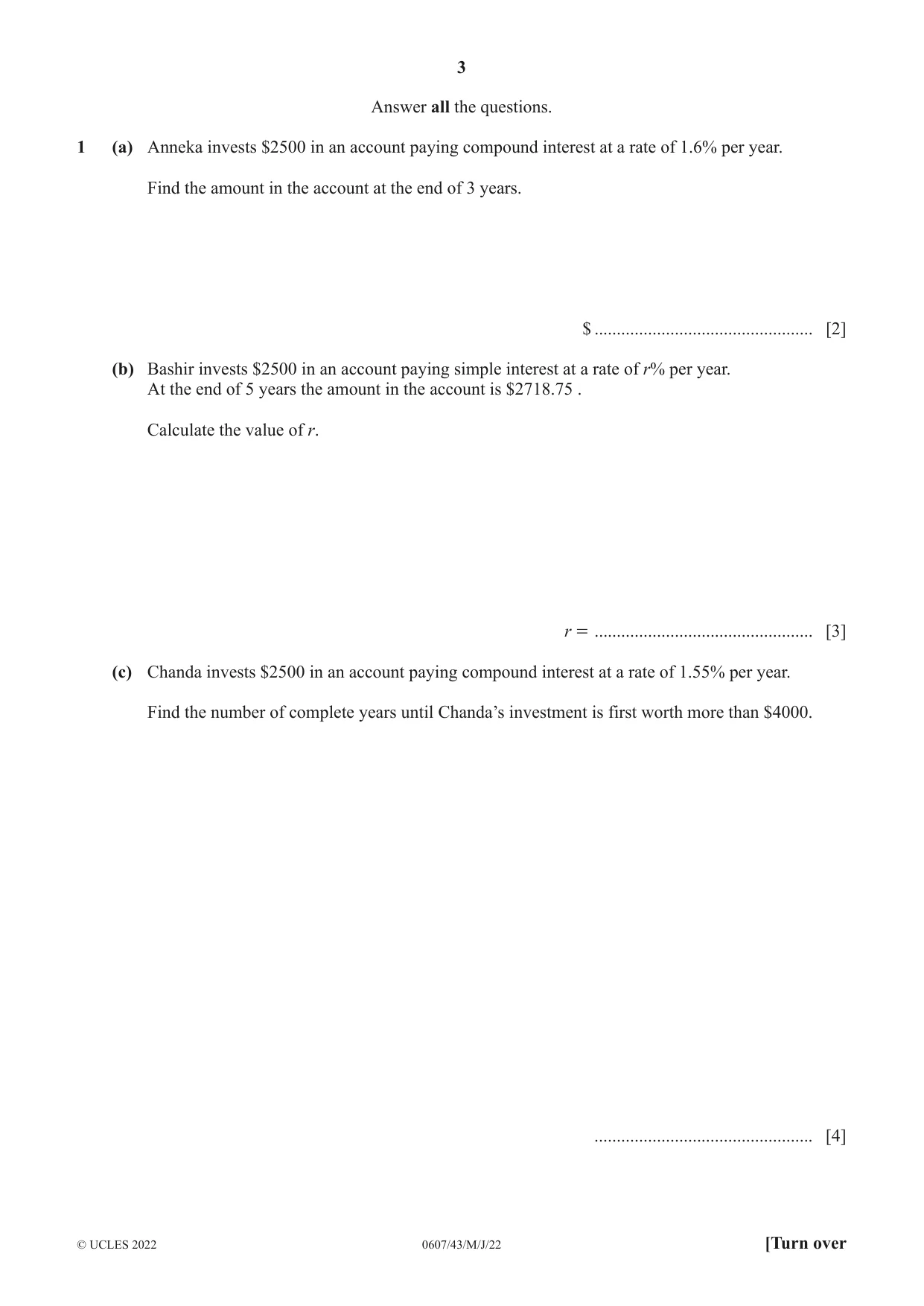 Cambridge IGCSE Mathematics - International 0607 2022 May/June Paper 4 · Variant 3 question paper, page 3 of 20