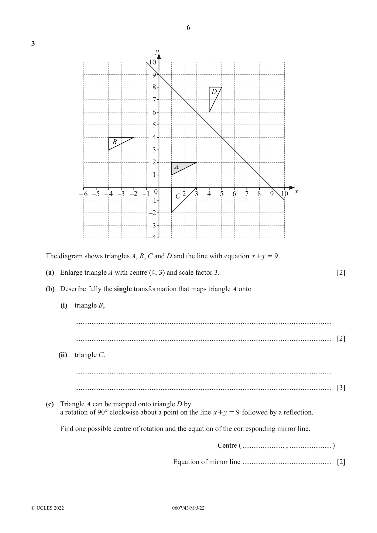 Cambridge IGCSE Mathematics - International 0607 2022 May/June Paper 4 · Variant 3 question paper, page 6 of 20