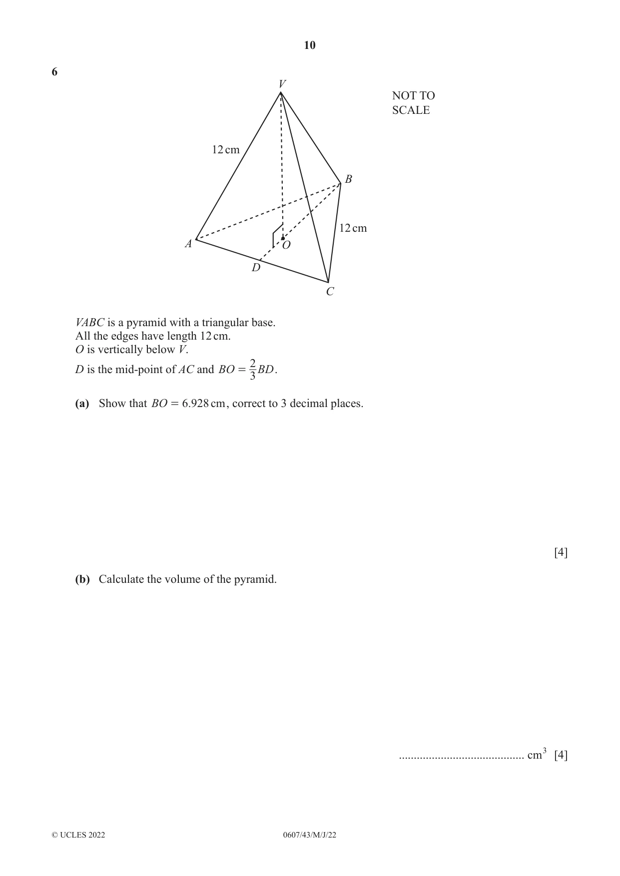 Cambridge IGCSE Mathematics - International 0607 2022 May/June Paper 4 · Variant 3 question paper, page 10 of 20