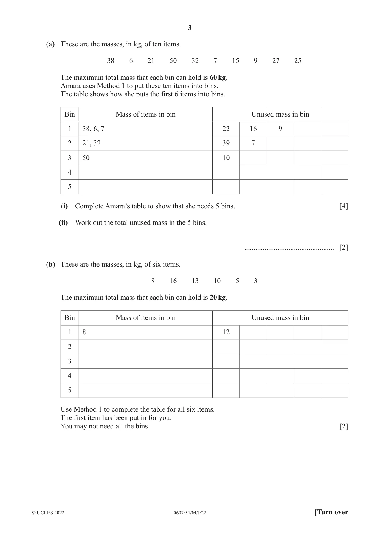 Cambridge IGCSE Mathematics - International 0607 2022 May/June Paper 5 · Variant 1 question paper, page 3 of 8