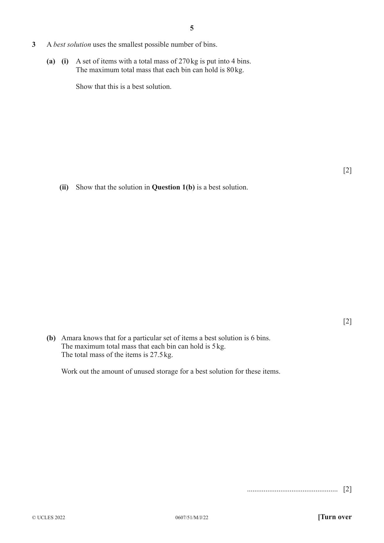 Cambridge IGCSE Mathematics - International 0607 2022 May/June Paper 5 · Variant 1 question paper, page 5 of 8