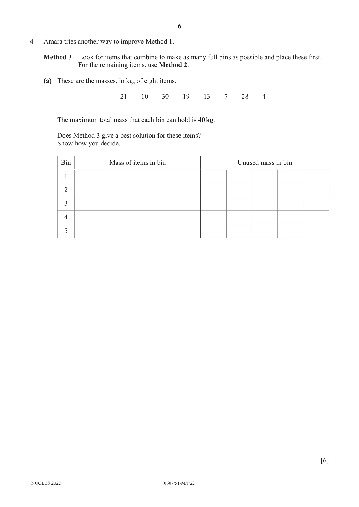 Cambridge IGCSE Mathematics - International 0607 2022 May/June Paper 5 · Variant 1 question paper, page 6 of 8