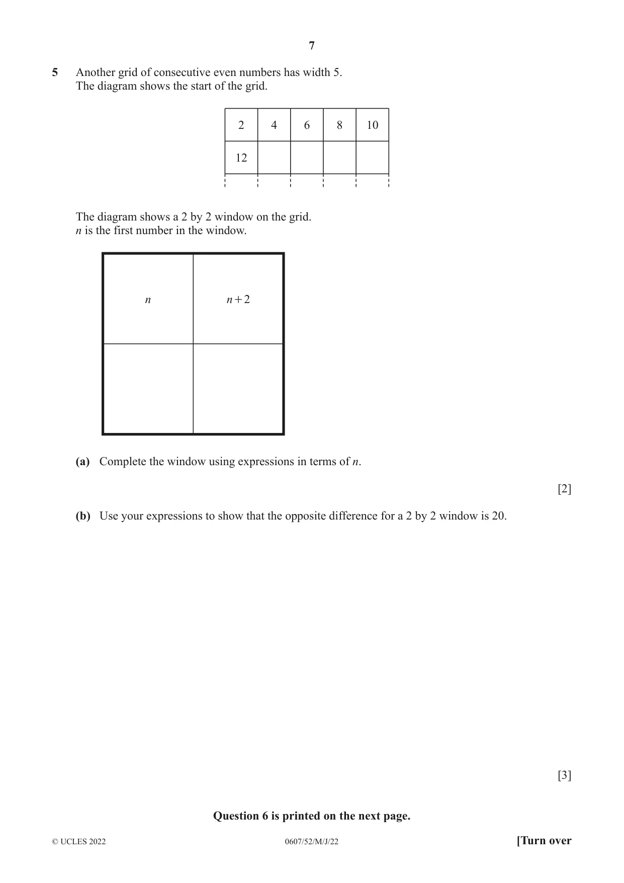 Cambridge IGCSE Mathematics - International 0607 2022 May/June Paper 5 · Variant 2 question paper, page 7 of 8