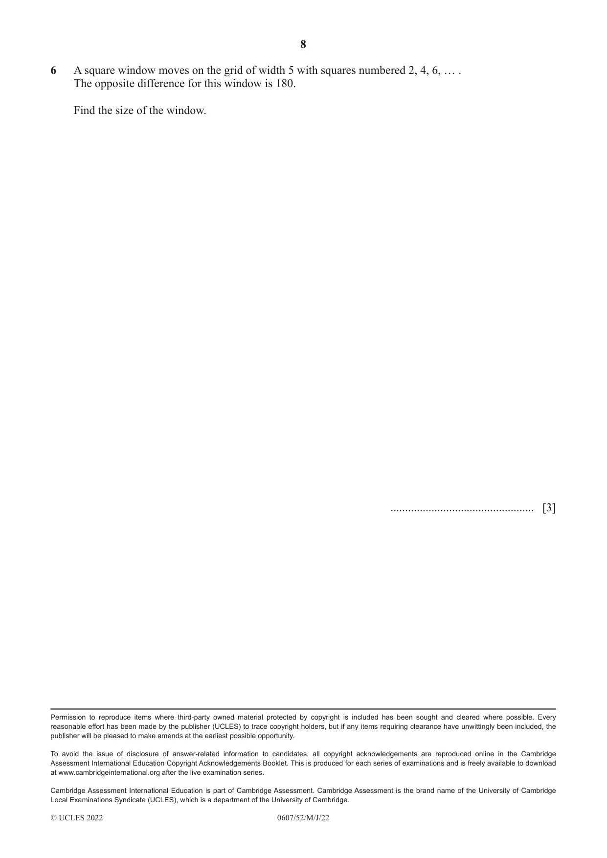 Cambridge IGCSE Mathematics - International 0607 2022 May/June Paper 5 · Variant 2 question paper, page 8 of 8