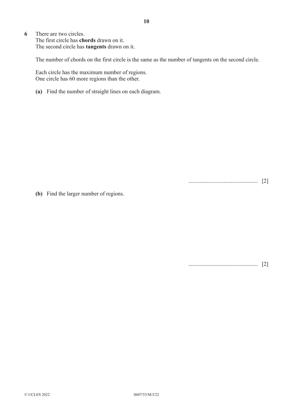 Cambridge IGCSE Mathematics - International 0607 2022 May/June Paper 5 · Variant 3 question paper, page 10 of 12