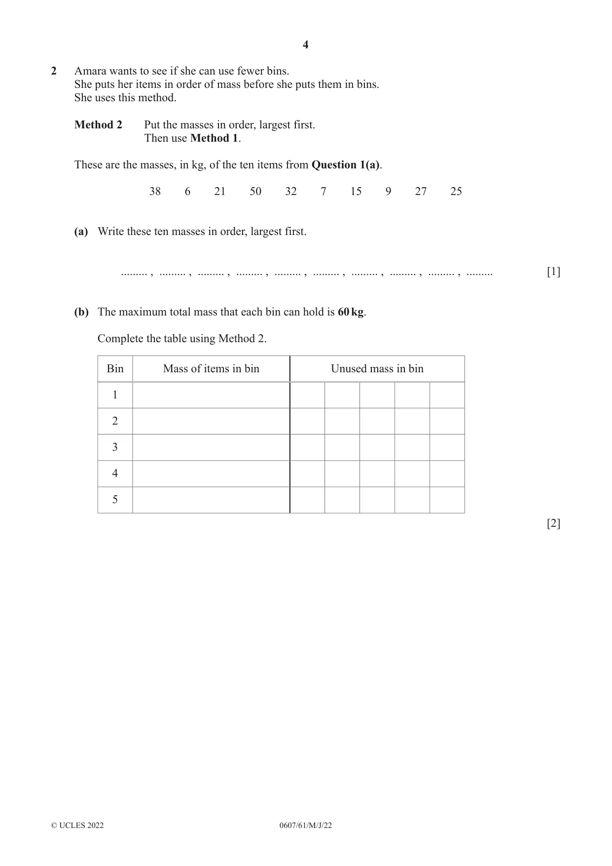 Cambridge IGCSE Mathematics - International 0607 2022 May/June Paper 6 · Variant 1 question paper, page 4 of 16
