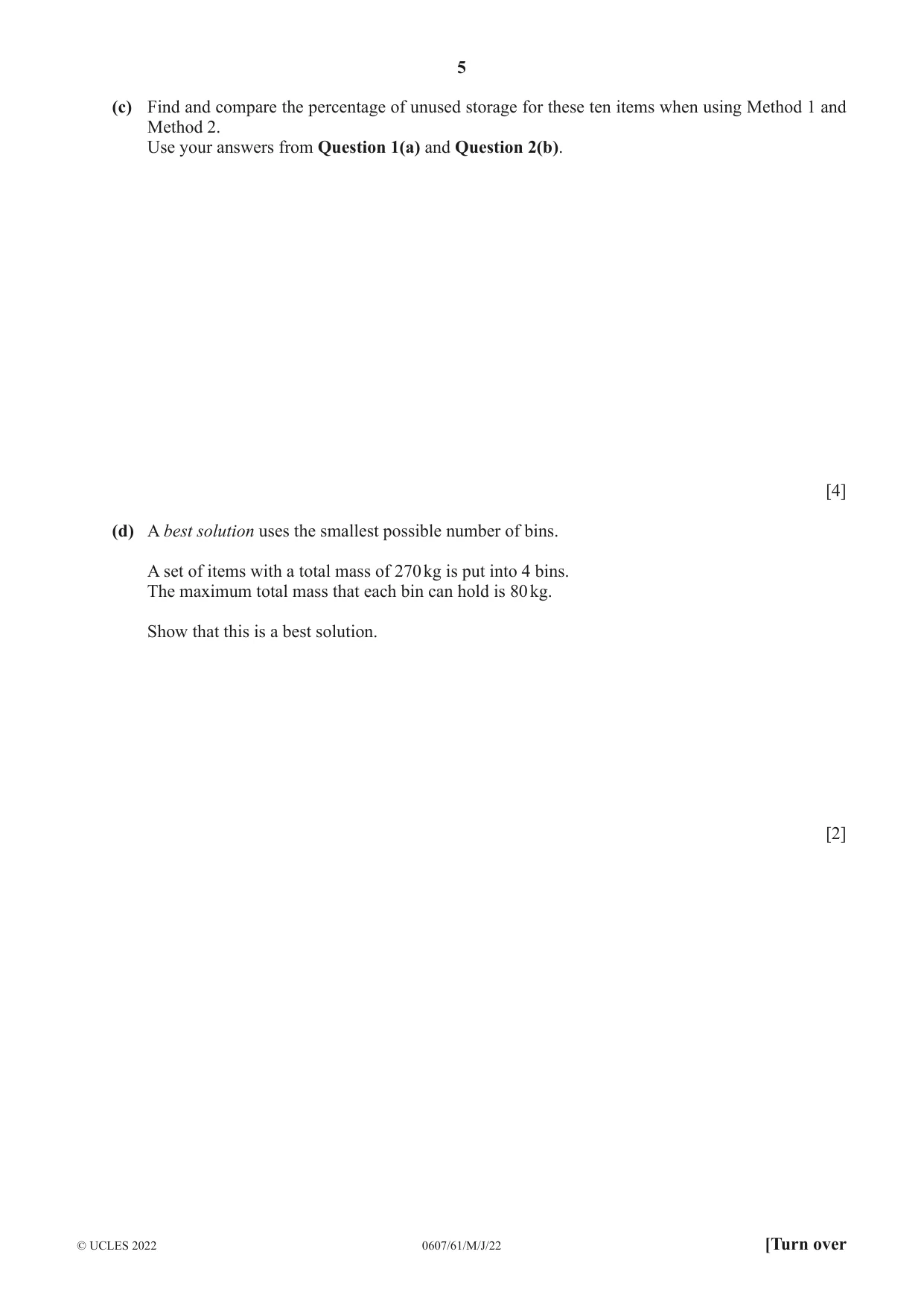 Cambridge IGCSE Mathematics - International 0607 2022 May/June Paper 6 · Variant 1 question paper, page 5 of 16