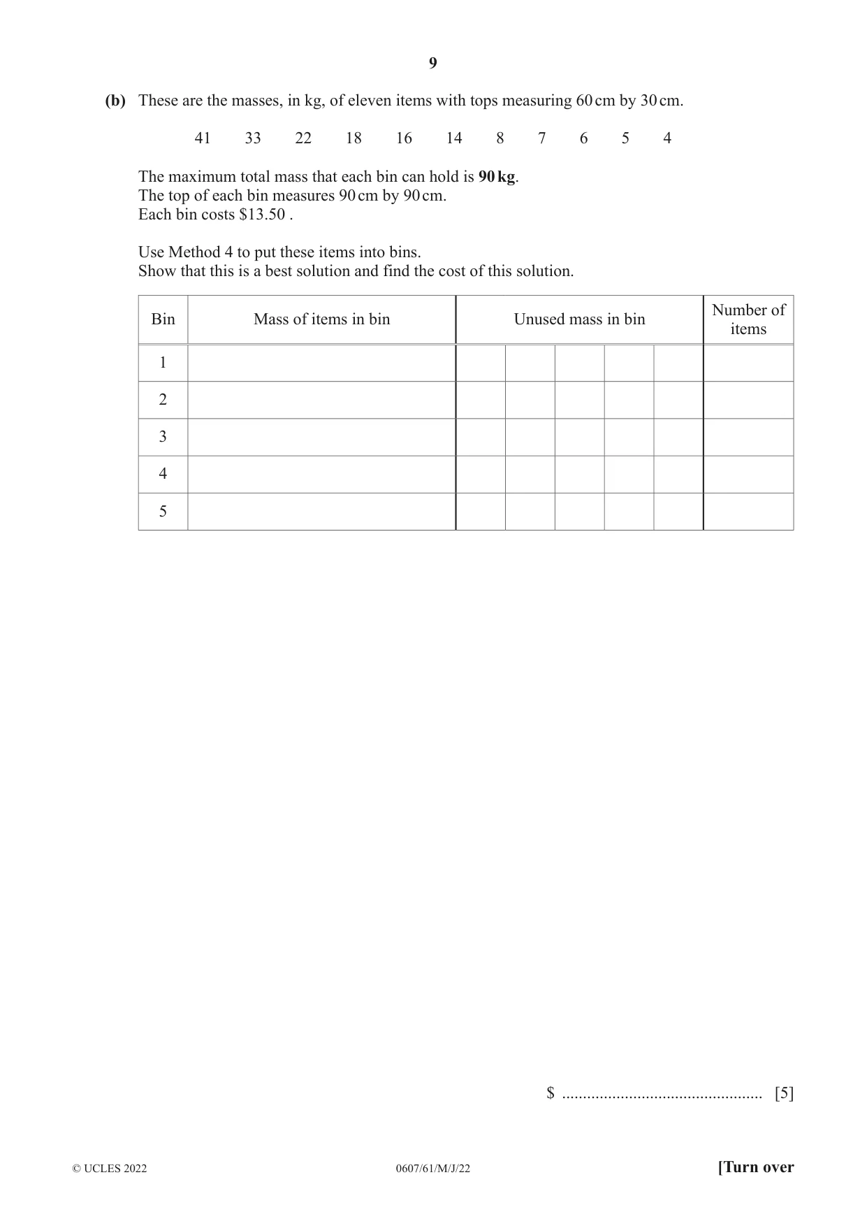 Cambridge IGCSE Mathematics - International 0607 2022 May/June Paper 6 · Variant 1 question paper, page 9 of 16
