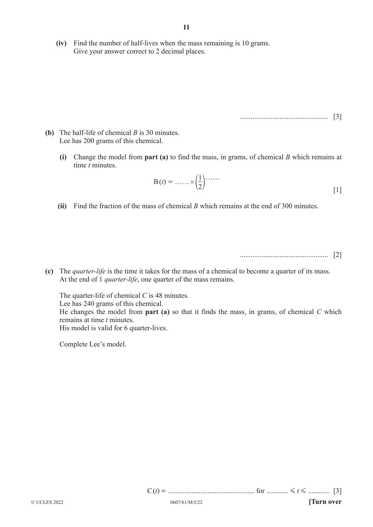 Cambridge IGCSE Mathematics - International 0607 2022 May/June Paper 6 · Variant 1 question paper, page 11 of 16