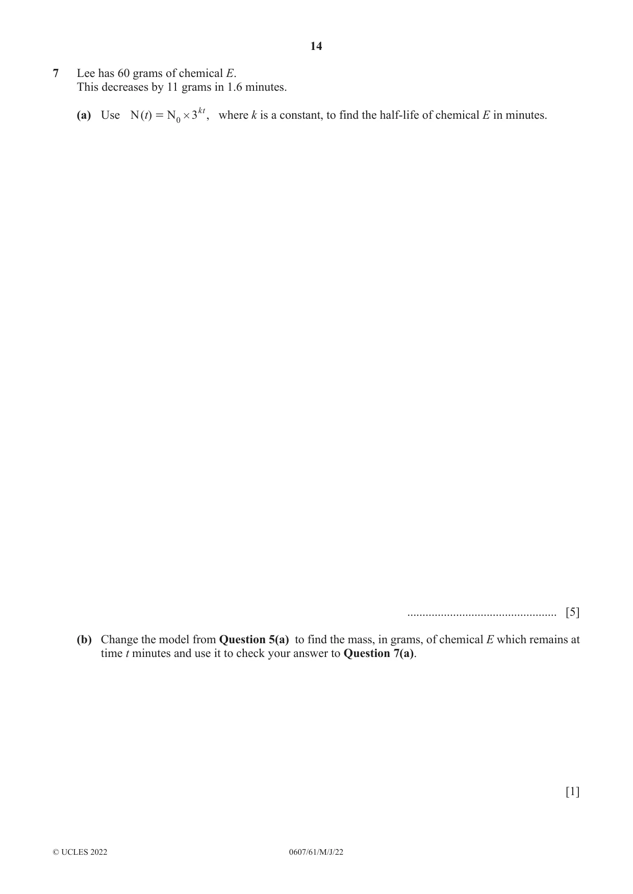 Cambridge IGCSE Mathematics - International 0607 2022 May/June Paper 6 · Variant 1 question paper, page 14 of 16